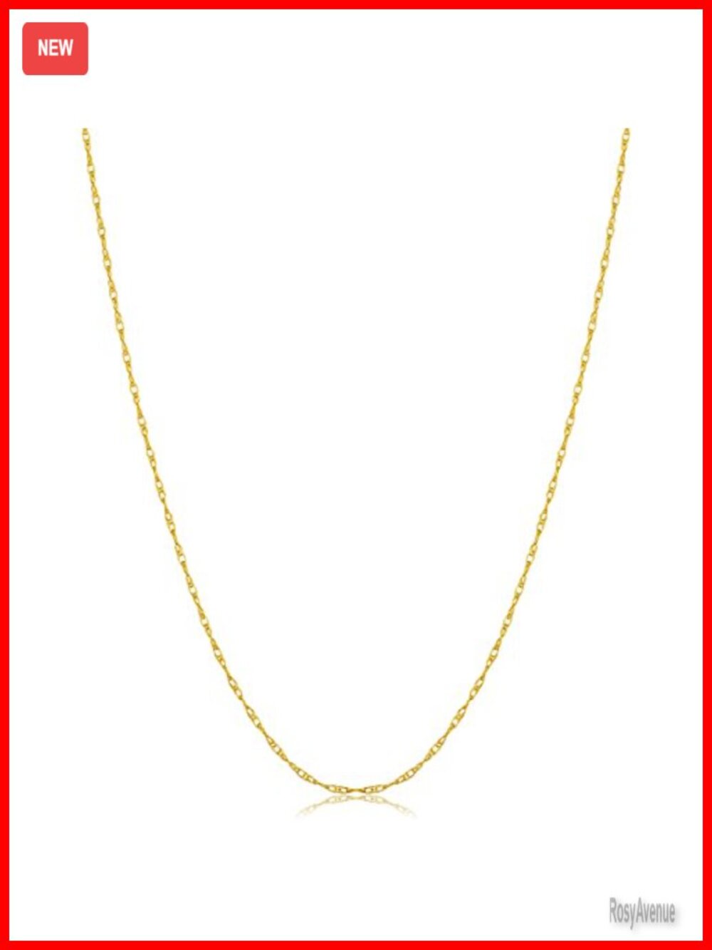 14k Gold Rope Chain Necklace 0.8mm Thin Lightweight Layering